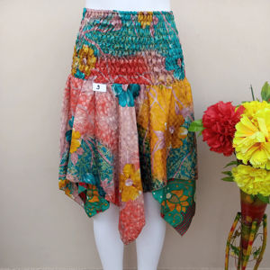 Jupe pour femme, taille haute, mini, imprimé floral multicolore, 100% viscose de soie, satin respirant pour l'été, streetwear - Product Image 2