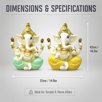 Statue de Ganesha en résine, figurine du dieu éléphant en imitation jade peinte or, décoration d'autel à domicile, cadeau religieux