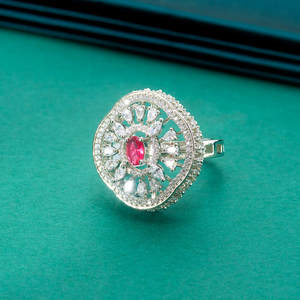 Dernière bague réglable en diamant américain CZ de qualité d'exportation en ligne avec placage au rhodium à la mode et élégante - Product Image 6