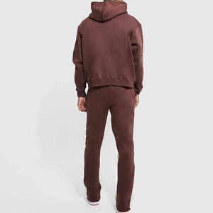 Venta al por mayor en blanco de gran tamaño Sweatsuit algodón holgado Zip up Sudadera con capucha y pantalones de chándal conjuntos de neopreno chándal para los hombres - Product Image 2