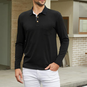 Polo con estampado de técnicas oscuras sólidas de primera calidad para hombre, tela de alta calidad con mangas largas y cortas y cuello de polo para golf - Product Image 6
