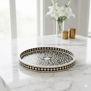 Plateau de service de luxe en os incrusté pour cuisine, table à manger, coiffeuse et décoration intérieure, disponible pour l'exportation - Product Image 4