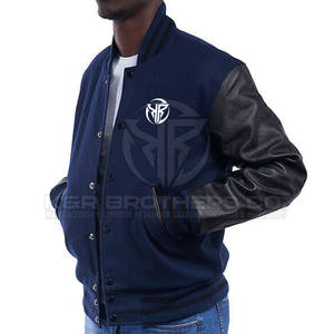 Veste universitaire élégante pour hommes Blouson aviateur à manches en cuir pour l'école et le collège Vêtements d'équipe et mode de rue - Product Image 2