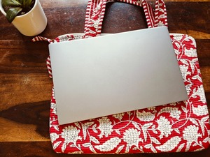 100% pur coton matelassé étui pour ordinateur portable 15 pouces rouge crémeux blanc imprimé fleuri fait à la main Style d'affaires sac de protection pour ordinateur portable - Product Image 2