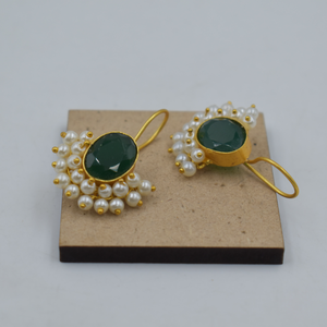 Última nueva llegada de latón chapado en oro mopa piedra colgante pendiente piedra mate chapado en oro pendientes joyería de moda pendientes mujeres - Product Image 2