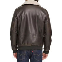 Blouson moto en cuir véritable marron pour homme, coupe ajustée, design stylé, poches à bouton unique, col montant, streetwear décontracté