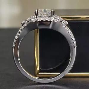 Elegante Original 14K Oro Radiante Corte Lab crecido Anillo de compromiso Boda Nupcial Propuesta Anillo para ella - Product Image 3