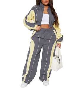 Conjunto de Dos Piezas de Chaqueta Deportiva para Mujer al por Mayor, Chaqueta Cortavientos con Bloques de Color, Conjuntos Deportivos - Product Image 1