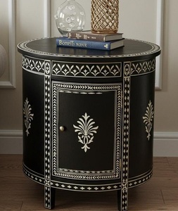 Muebles de Salón Modernos Personalizados con Incrustaciones de Hueso Floral, Mesa de Noche y Cómoda Hechas a Mano en India - Product Image 1
