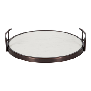 Plateau de service rond en marbre antique Plateau à café en métal en gros Marbre naturel pour la cuisine à domicile et l'hôtel - Product Image 1