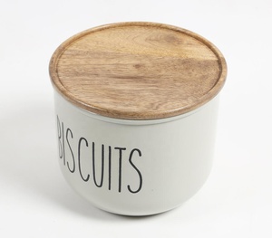 Boîte métallique typographique gris mat avec couvercle en bois Fabricant grossiste vente directe d'usine - Product Image 3