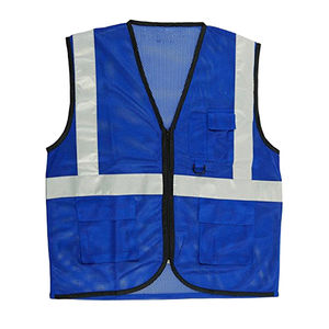 Chaleco de Seguridad Unisex Azul de Alta Visibilidad sin Mangas, ANSI Clase 1, Cinta Reflectante, Bolsillo Frontal, Cierre de Cremallera Impermeable, Logotipo Personalizable - Product Image 1