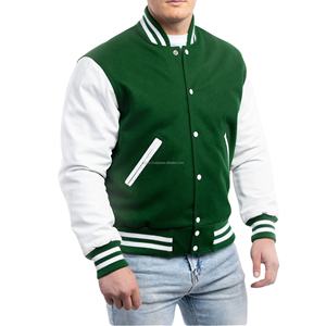 Chaqueta Universitaria Americana Personalizada Unisex, Cuerpo de Lana, Mangas de Cuero, Cierre de Cremallera, Estilo Vintage con Parches, Ecológica y Urbana - Product Image 1