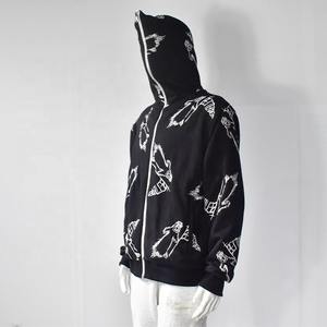 Sweat à capuche zippé 100% coton personnalisé en polaire solide court respirant Street Wear Sweat à capuche noir à fermeture éclair pour l'hiver - Product Image 5