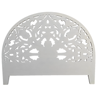 Tête de lit demi-lune Smart Art en bois sculpté, finition blanchie, éclairée, hauteur réglable, style artisanal, pour lits Twin XL et Queen, mobilier de maison