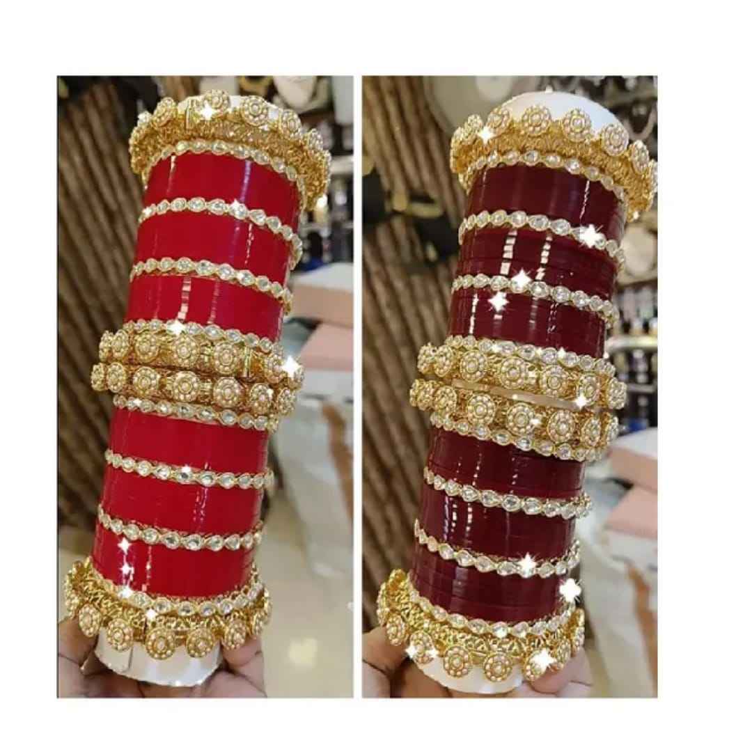 Metal Bangles Churi Set Gold Plated Wedding Jewelry