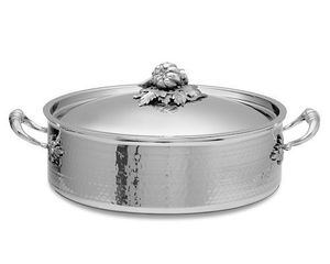 Pot en acier inoxydable martelé au charme moderne avec finition argentée pour table de cuisine et buffets d'accueil - Product Image 2