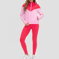 Ensemble short et veste coupe-vent matelassée en nylon respirant et à séchage rapide pour femme, grande taille, avec blocs de couleur personnalisés, imprimé coton et fermeture éclair
