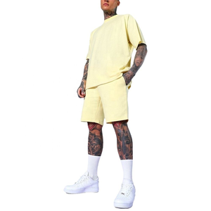 Conjuntos de ropa de calle de verano para hombre, camisa holgada de manga corta con botones, pantalones cortos informales para exteriores, transpirables, de secado rápido, estilo callejero personalizado - Product Image 1