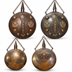 Egyptian Reproduction Antique Water Flask – Handcrafted Vintage Decorative Metal Canteen with <b>Ornamental</b> Egyptian Design - Product Image 3