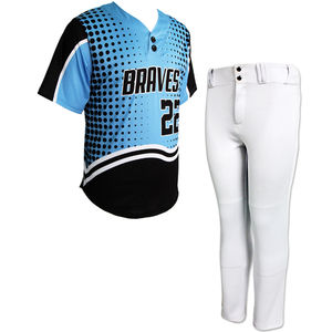 Mayoristas personalizados en blanco bordado logo sublimación impresión hombres V cuello liso equipo de béisbol uniforme - Product Image 1