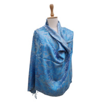 Bufanda Jamavar de seda pura 100% hecha a mano, longitud larga, peso ligero, estilo resorte, diseños tejidos Jacquard, bloqueo de Color, logotipo personalizado