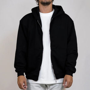 Sudadera con capucha térmica pesada para hombre, algodón de alta calidad, estilo personalizado con cremallera, hombro caído, patrón sólido, Jersey bordado de invierno - Product Image 6