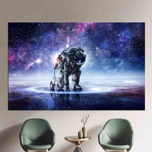 Lienzo Impreso: Paisaje Espacial de Astronauta, Decoración Única para Habitación de Niño, Lienzo Enrollado - Product Image 1