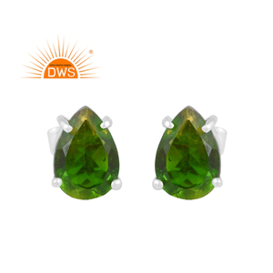 Última tendencia de plata de ley fina Bio cromo diópsido doblete cuarzo piedra preciosa Stud pendiente joyería personalizada para mujeres regalo para - Product Image 1
