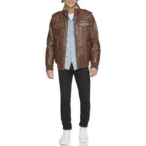 Chaqueta de Cuero Genuino Original al por Mayor para Hombre, Chaqueta de Cuero Clásica de Piel de Oveja, Chaqueta de Motociclista Impermeable para Hombre - Product Image 6