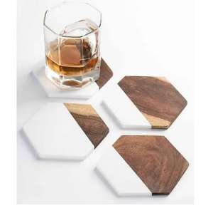 Excellent nouveau design de sous-verre en résine époxy pour décoration de table avec boîte sous-verre en bois pour boisson par Luxe Home Decor - Product Image 2