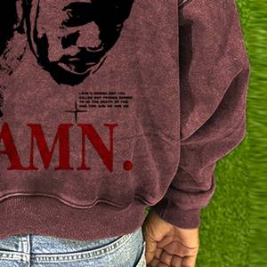 2025 Heavyweight 440Gsm Hoodies Men NO String Custom logo Distressed Over Sized Blank Acid Washed Hoodie 100% Cotton Style <b>Boys</b> - Product Image 4