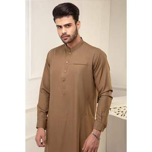 DK-20-101 Kameez Shalwar pour homme, fermeture à simple boutonnage, 100% polyester, marron cuivré - Product Image 4