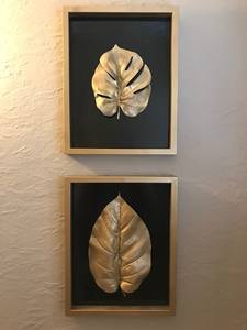 Arte de pared de hoja de esqueleto dorado de lujo, arte de hoja de Metal abstracto 3D, Panel de lienzo moderno decorativo para sala de estar, hogar y oficina - Product Image 2