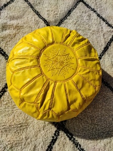 Pouf ottoman artisanal en cuir véritable, coussin de sol bohème, design artisanal, écologique, doux, pliable, décoration intérieure, entrepôt - Product Image 2