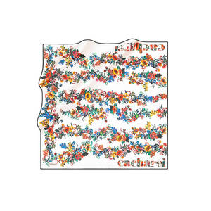 White Silk Twill Square Floral Scarf for Girls - Product Image 1