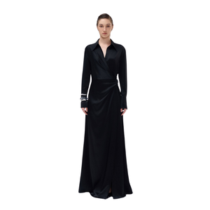 Vestido de mujer más vendido, Vestido largo de alta costura Caryin con cuello vuelto, ropa de mujer de tela ecológica, fabricante blanco - Product Image 1