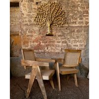 Chaise de salle à manger traditionnelle en bois avec design tressé pour chambre et extérieur