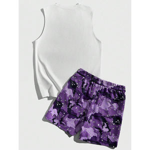 Unique Design Hot Sale <b>Men</b> Streetwear Shorts and Shirts <b>Set</b> Custom Logo Cotton Top Shorts for <b>Men</b> - Product Image 2