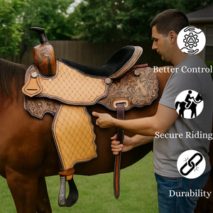 Selle de corde en cuir véritable faite à la main |   Selle de course Western Roper Ranch |   Selle d'équitation artisanale |   Vente en gros - Product Image 3
