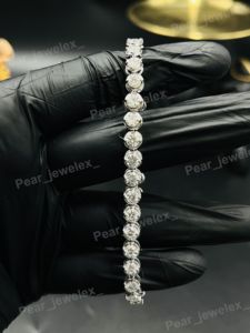Round Brilliant Cut Moissanite Diamond Iced Out 925 <b>Silver</b> Luxury Bling Tennis Bracelet <b>For</b> Women And <b>Men</b> Wear - Product Image 3