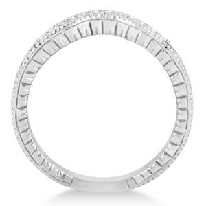 Anillo de Bodas de Oro Blanco de 14K Estilo Antiguo con Diamantes Engastados en Pavé de 0.12 Quilates - Product Image 3