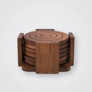 Set of 6 Wooden Round Coasters for Home Decor Custom Thickness Kitchenware <b>Tabletop</b> Coasters for Hotel Restaurant Decoration - Product Image 2