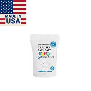 Sachet de sel de bain refermable de 4 lb à grains fins aromatisés à l'orange de marque privée pour le trempage relaxant du corps infusé aux minéraux de la mer Morte pour les enfants - Product Image 1