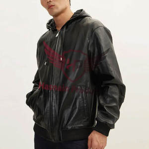 เสื้อสเวตเตอร์มีฮู้ดหนังแท้แบบพรีเมี่ยมสีดำคลาสสิก-มีฮู้ดทันสมัยสวมใส่สบายในทุกโอกาส - Product Image 1