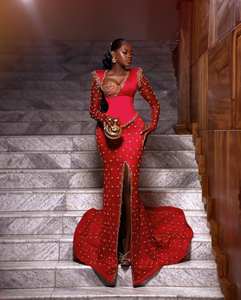 Elegante Vestido de Novia Somalí con Escote en V, Antiarrugas, con Sujetador Incorporado, Mezcla de Seda, Tela de Encaje en Colores Pastel, Largo hasta el Suelo, para Bodas Nikah - Product Image 1