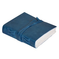 Cahier de notes vintage en cuir véritable relié, couleur bleue, couverture souple, pour unisexe, vintage, blanc, 120 pages