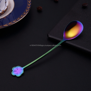 Juego de cubiertos con mango en forma de flor Multicolor Premium, cuchara de postre de té y café de Metal de latón a un precio razonable para bodas - Product Image 4