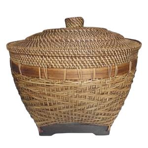 <b>Large</b> Bamboo Wooden Laundry <b>Basket</b> With Cover For Home Bathroom Usage Rattan Laundry <b>Basket</b> Dirty Clothes Storage Usage Item - Product Image 3