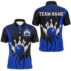 Custom Logo Printed <b>Men's</b> <b>Bowling</b> Polo <b>Shirt</b>-Waterproof Quick Dry 100% Polyester Team League <b>Shirt</b> - Product Image 3